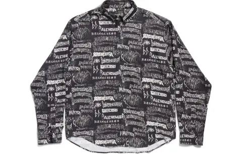 Balenciaga All Over Logo Long Sleeve Shirt