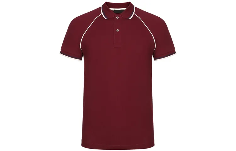 PRADA Polo Shirts Men's Burgundy Polo Collar Moderate Straight Fit