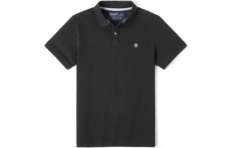 Timberland Polo Shirts Men's Black Polo Collar Moderate Straight Fit
