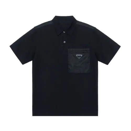 PRADA Logo Plaque Short Sleeved Polo Shirt
