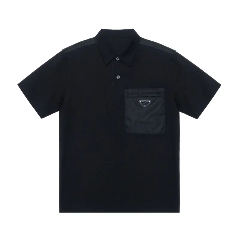 PRADA Logo Plaque Short Sleeved Polo Shirt
