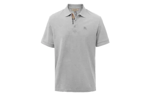 Burberry Polo Shirts Men's Light Gray Polo Collar Moderate Straight Fit