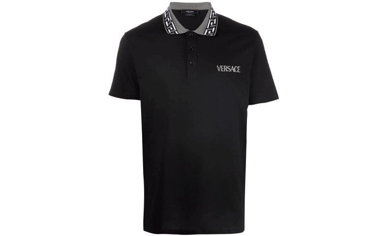Мужская футболка Versace Logo Polo (черная)