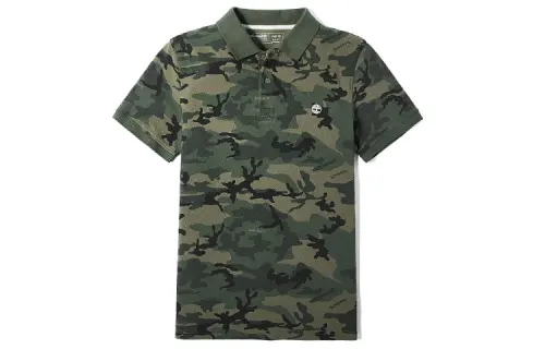 Timberland Polo Shirts Men's Army Green Polo Collar Moderate Straight Fit