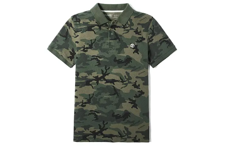 Timberland Polo Shirts Men's Army Green Polo Collar Moderate Straight Fit
