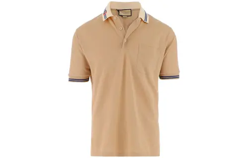GUCCI Polo Shirts Men's Khaki Polo Collar Moderate Straight Fit
