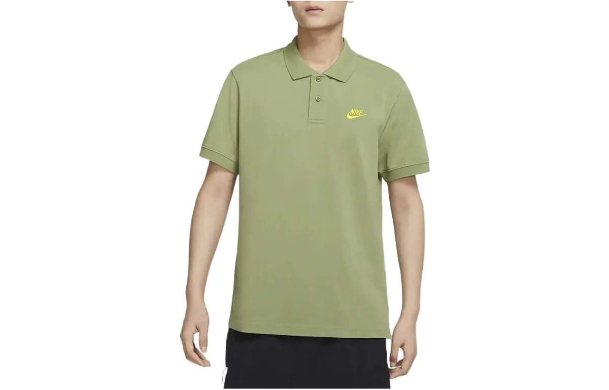 Nike Polo Shirts Men's Green Polo Collar Moderate Straight Fit
