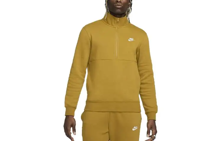 Nike Sweatshirts Men's Earth Yellow Stand Collar Moderate Regular