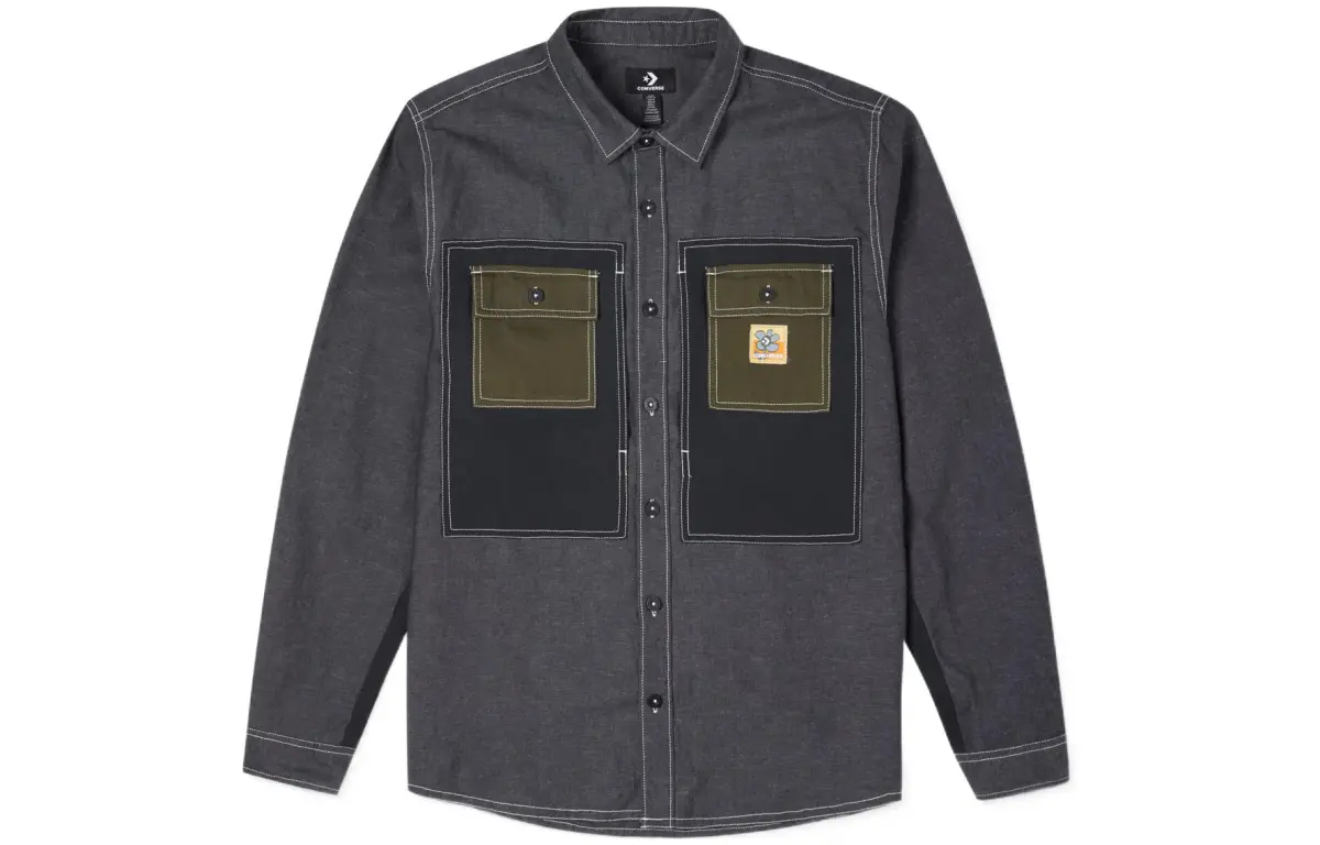 Converse Shirts Men's Ink Black Lapel Moderate Workwear