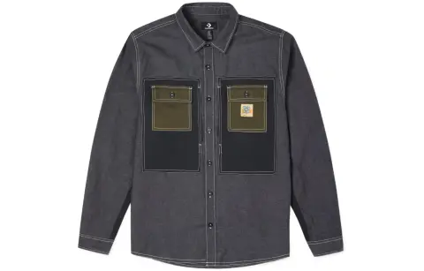 Converse Shirts Men's Ink Black Lapel Moderate Workwear