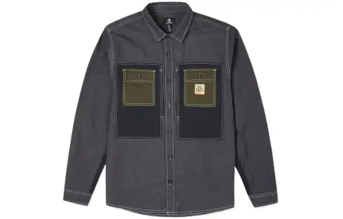 Converse Shirts Men's Ink Black Lapel Moderate Workwear