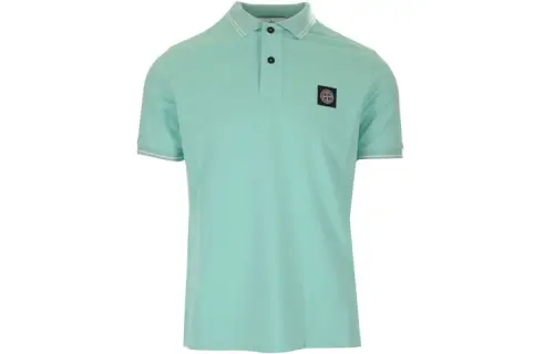 STONE ISLAND Polo Shirts Men's Light Blue Polo Collar Moderate Straight Fit