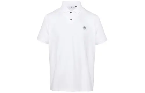 STONE ISLAND Polo Shirts Men's White Polo Collar Moderate Straight Fit