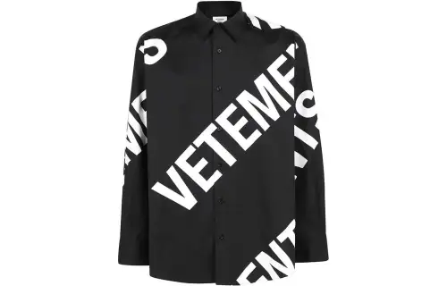 Vetements Shirts Men's Black Lapel Moderate Shirt