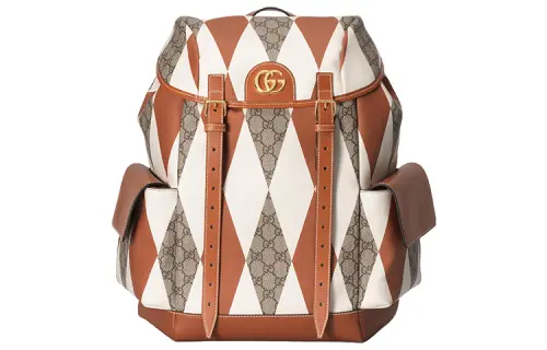 GUCCI Ophidia Canvas With Leather Backpack Men's Copper/ivory