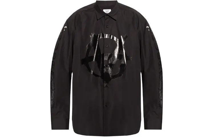 Vetements Shirts Men's Black Pointed Collar Moderate Shirt
