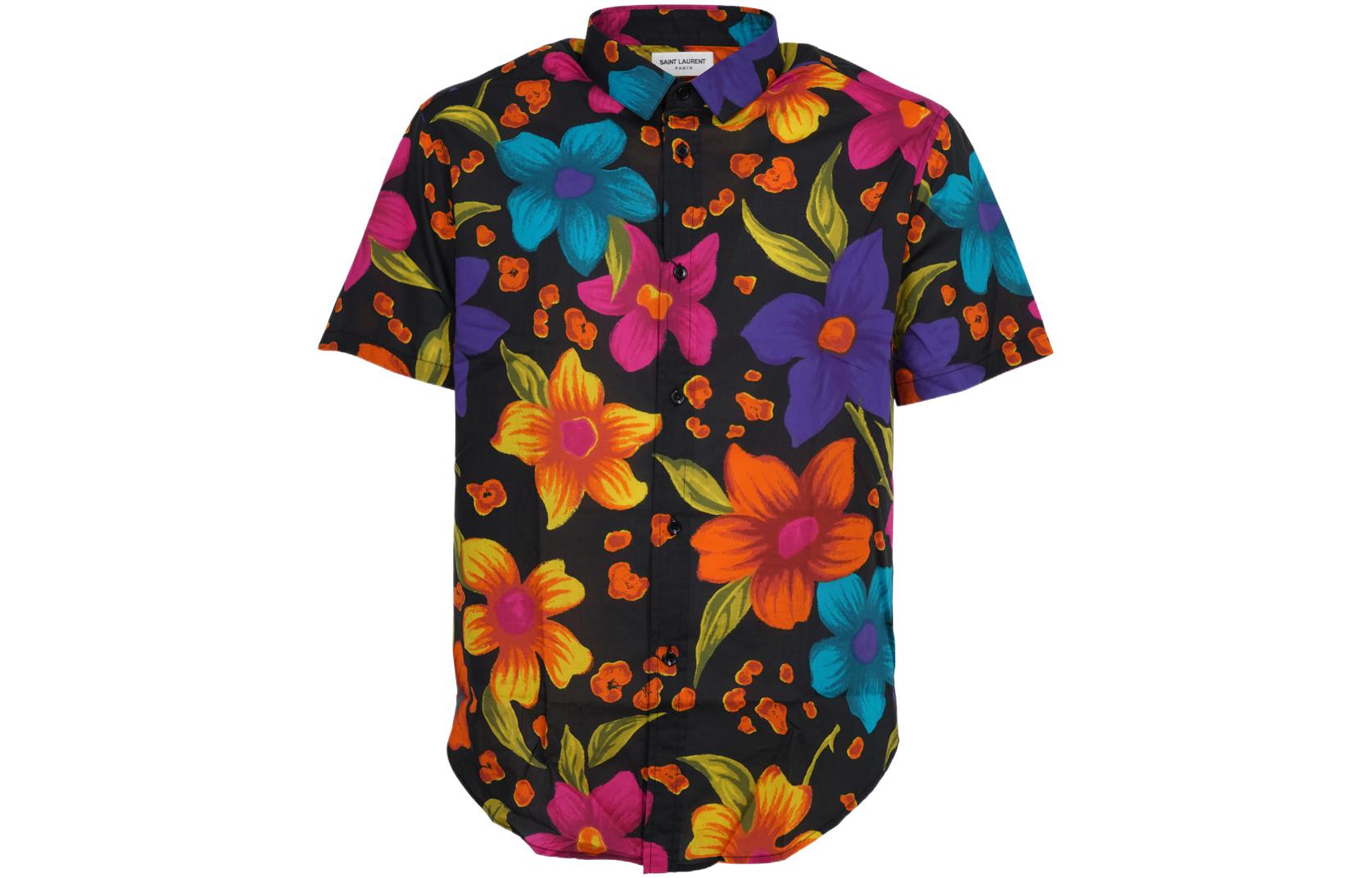 Мужская рубашка SAINT LAURENT Floral Shirt (красная)