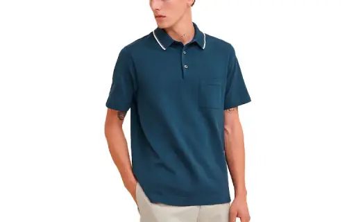 HERMES Polo Shirt Men's Deep Sea Blue