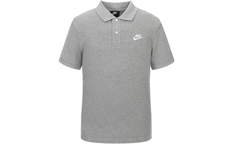 Nike Polo Shirts Men's Gray Polo Collar Moderate Straight Fit