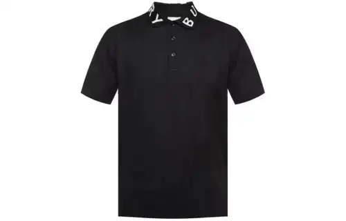 Burberry Men Ryland Collar Logo Polo Black