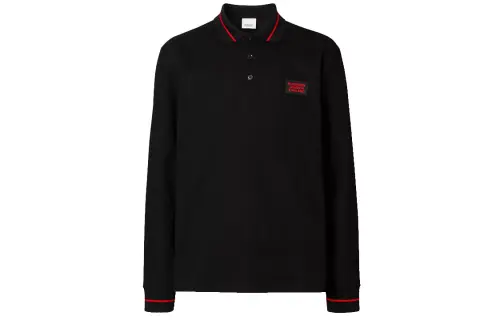 Burberry Polo Shirts Men's Black Polo Collar Moderate Straight Fit