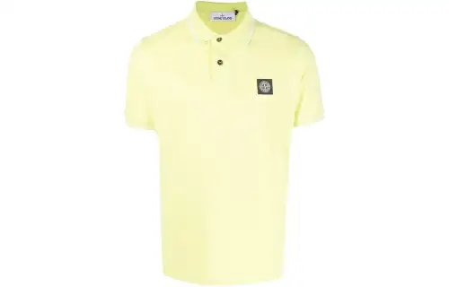 STONE ISLAND Polo Shirts Men's Yellow Polo Collar Moderate Other