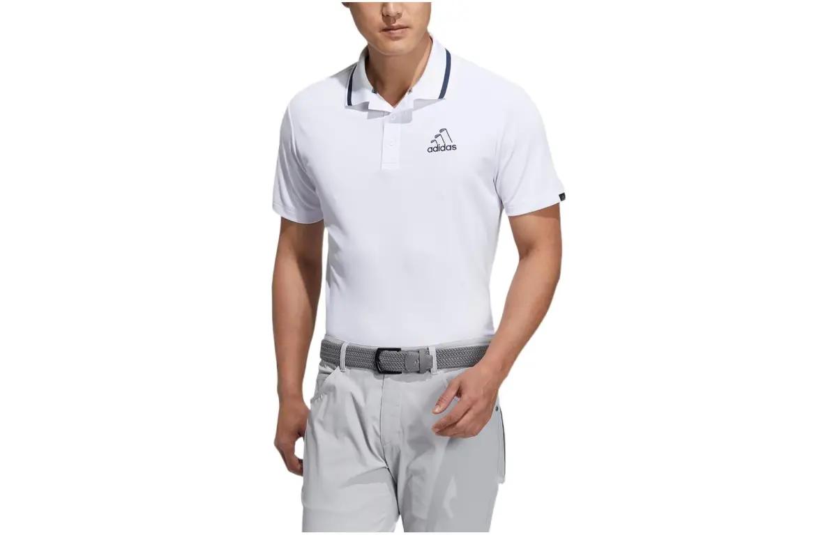 Adidas Polo Shirts Men's White Polo Collar Moderate Straight Fit