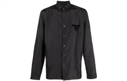PRADA Shirts Men's Black Lapel Moderate Other