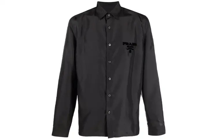 PRADA Shirts Men's Black Lapel Moderate Other
