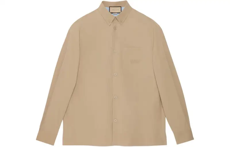 GUCCI Logo Embroidered Long Sleeve Shirt