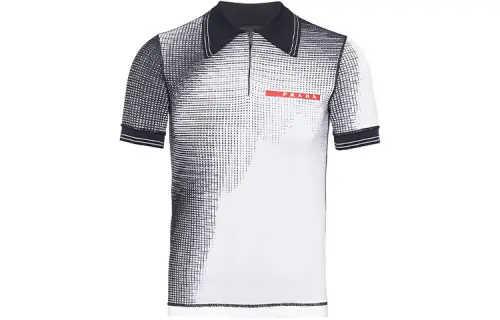 PRADA Polo Shirts Men's White Polo Collar Moderate Other