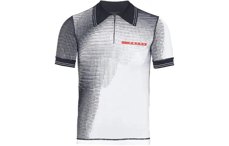 PRADA Polo Shirts Men's White Polo Collar Moderate Other