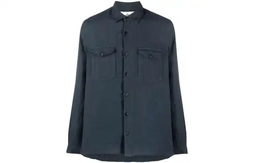 STONE ISLAND Shirts Men's Marine Blue Lapel Moderate Straight Fit
