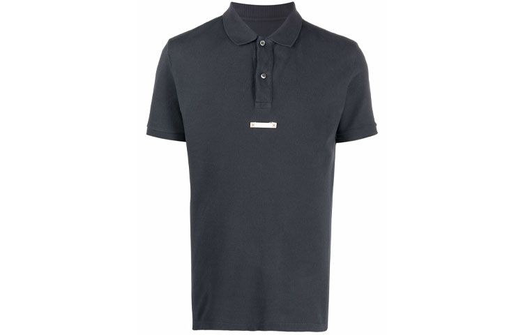 Maison Margiela Polo Shirts Men's Gray Polo Collar Moderate Straight Fit