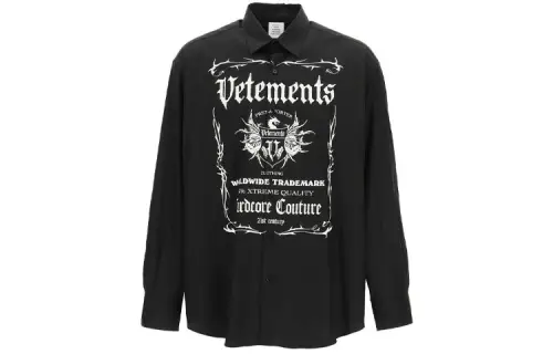 Vetements Shirts Men's Black Lapel Moderate Other