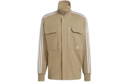 Adidas Originals Shirts Men's Khaki Stand Collar Moderate Other
