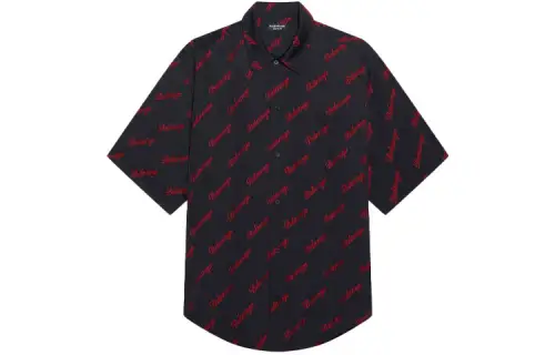 Balenciaga Shirts Men's Black Lapel Moderate Shirt