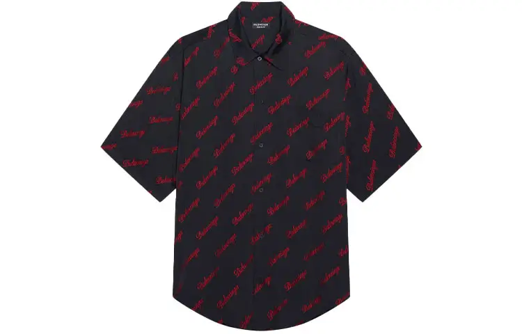 Balenciaga Shirts Men's Black Lapel Moderate Shirt