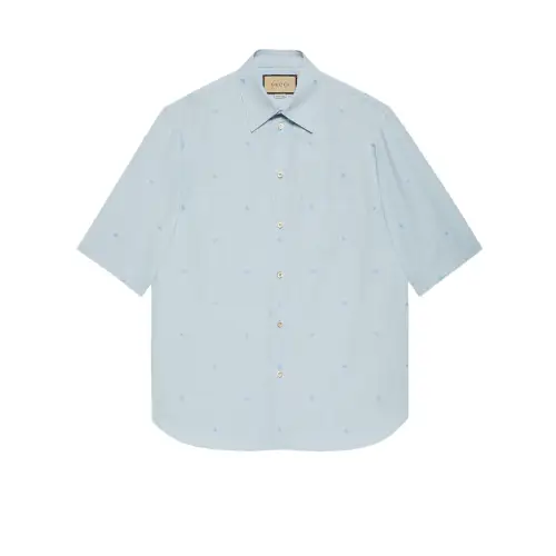 GUCCI Shirts Men's Blue Pointed Collar Moderate Shirt