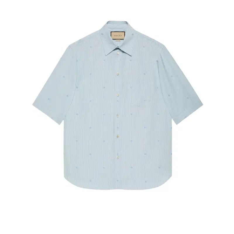 GUCCI Shirts Men's Blue Pointed Collar Moderate Shirt