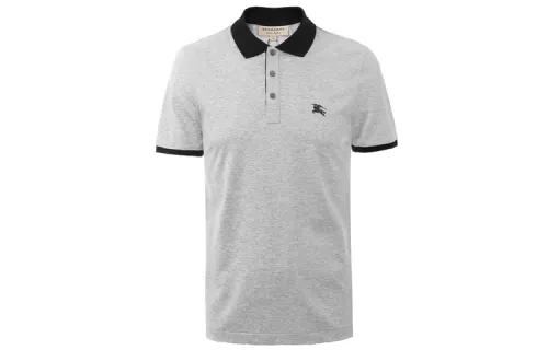 Burberry Polo Shirts Men's Gray Polo Collar Moderate Straight Fit