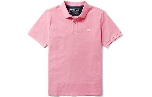 Timberland Polo Shirts Men's Strawberry Pink Polo Collar Moderate Straight Fit
