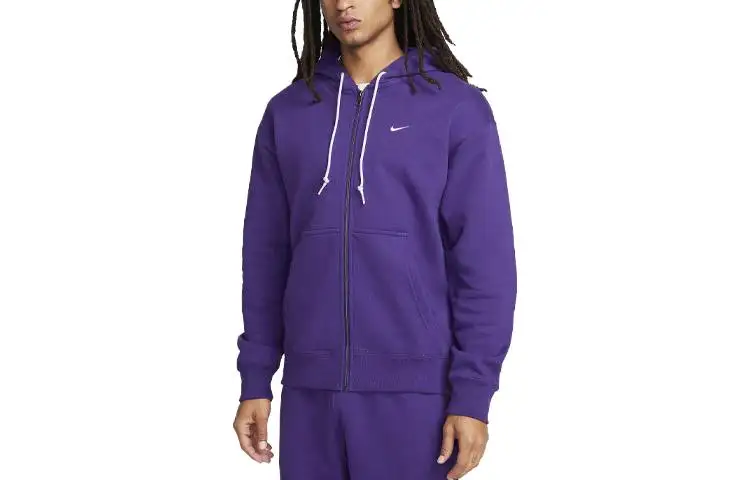 Nike Sweatshirts Men's Purple Hooded Moderate Cardigan