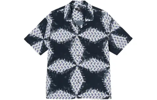 Stussy Shirts Men's Blue Cuban Collar Moderate Other