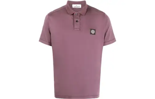 STONE ISLAND Polo Shirts Men's Purple Polo Collar Moderate Straight Fit