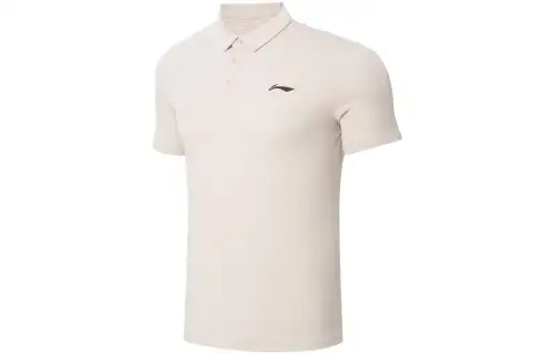 Li Ning Fitness Series Polo Shirts Men's Oat Gray Moderate Straight Fit