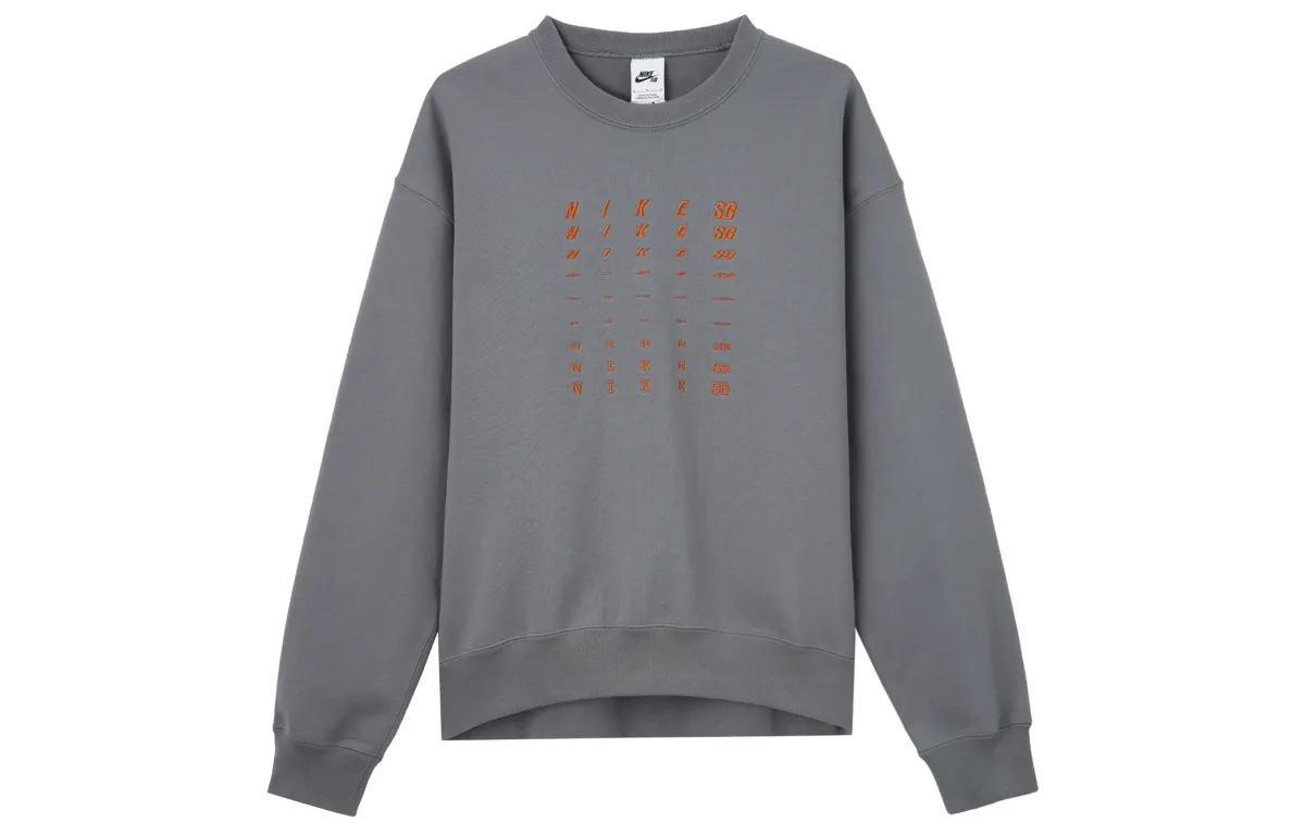Nike SB Letter Crew Neck Casual, Fleece Lined Sweatshirt Unisex Smoke Gray