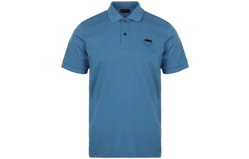 PRADA Polo Shirts Men's Light Blue Polo Collar Moderate Straight Fit