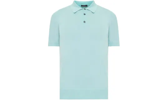 PRADA Polo Shirts Men's Light Blue Polo Collar Moderate Straight Fit