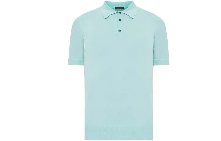 PRADA Polo Shirts Men's Light Blue Polo Collar Moderate Straight Fit